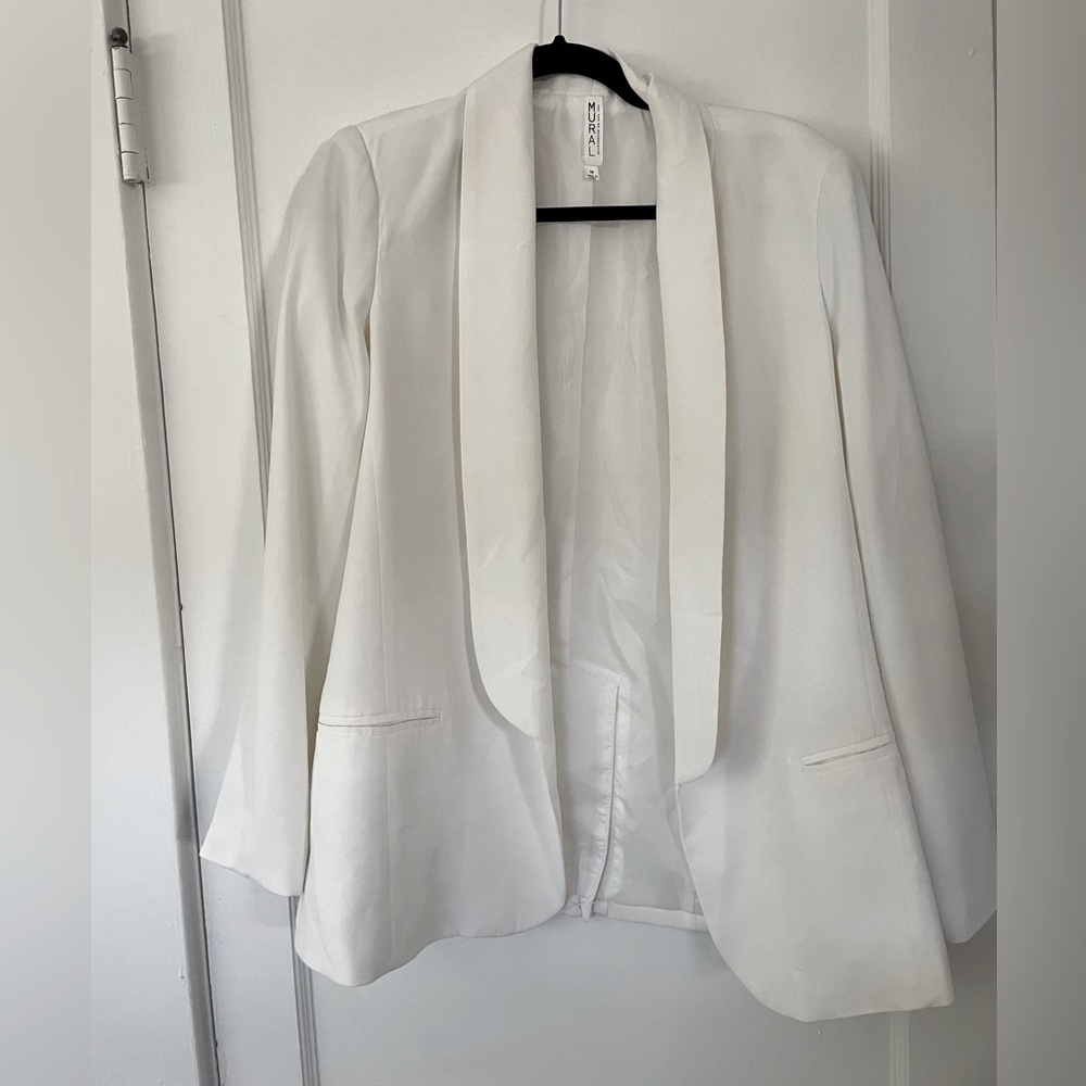 Classic white long blazer